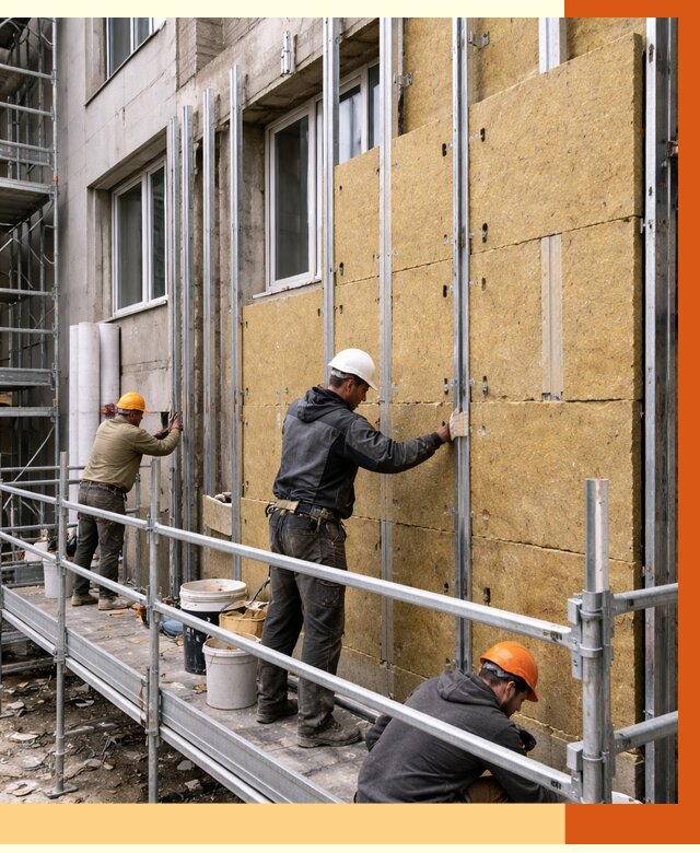 Утепление вентилируемого фасада в Урюпинске от 5769 руб/м2 — монтаж и утепление вентфасад | ТепломастерРюп