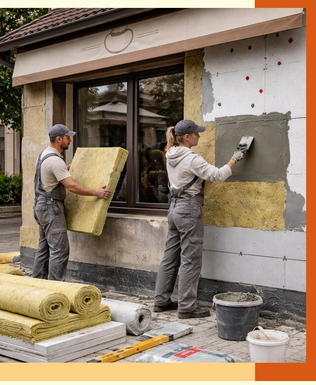 Утепление кафе в Урюпинске от 4326 руб/м2 — комплексно под ключ | ТепломастерРюп